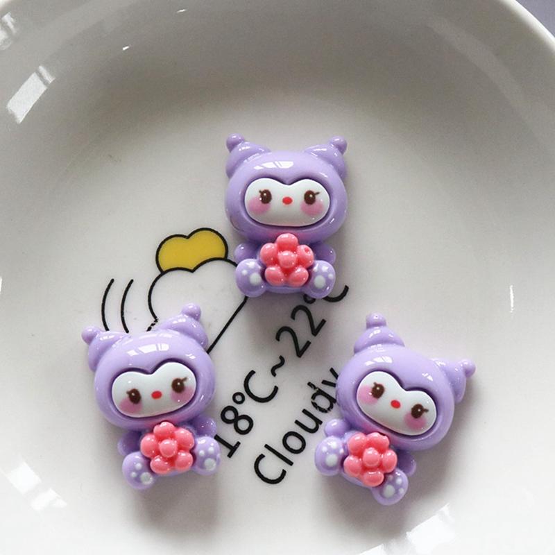 10Pcs New Mini Kawaii Cartoon Animal Girl Series Flat Bottom Scrapbook  Diy Jewelry Making Hairwear Accessorie A16
