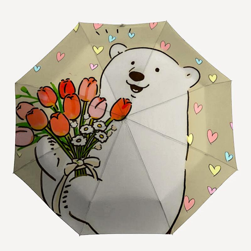 

1pc Polar Bear FlowersAutomatic Open/close Umbrella, 8-Rib sturdy structure, Portable Travel Umbrella, Parties, Everyday Usec08