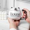 Cat Ceramic Cup with Lid Spoon Electroplated Silver Creative High-end High-value Mug Gift High Cute Fun