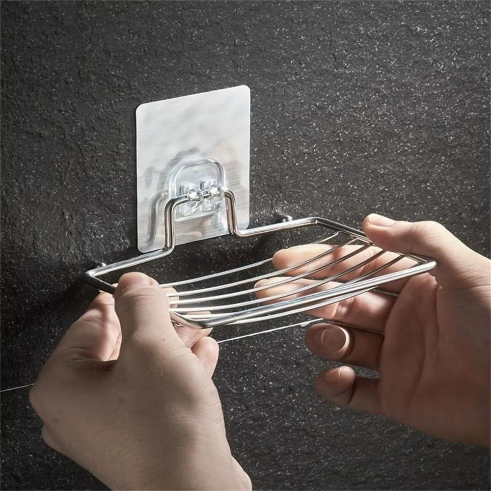 Punch-free Stainless Steel Soap Rack Wall Hanging Wall Mounted Soap Holder  Household Use