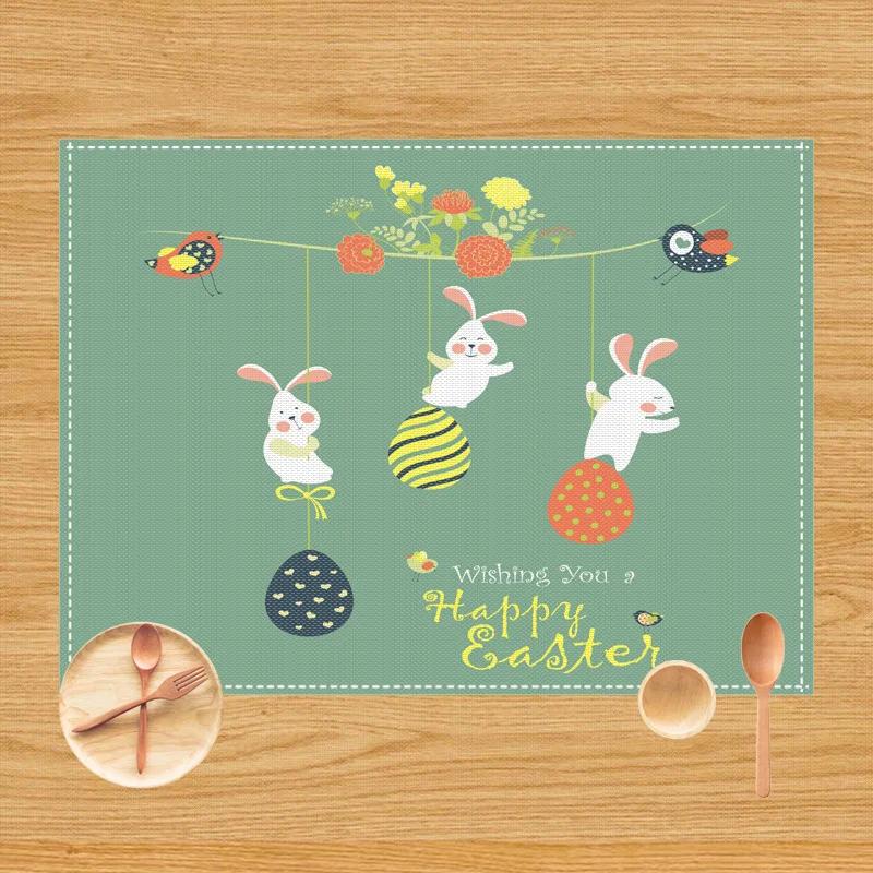 1PC Cartoon Rabbit Placemat Dining Table Decor Linen Tableware Coaster Kitchen Pads Accessories For Kids Birthday Party Easter