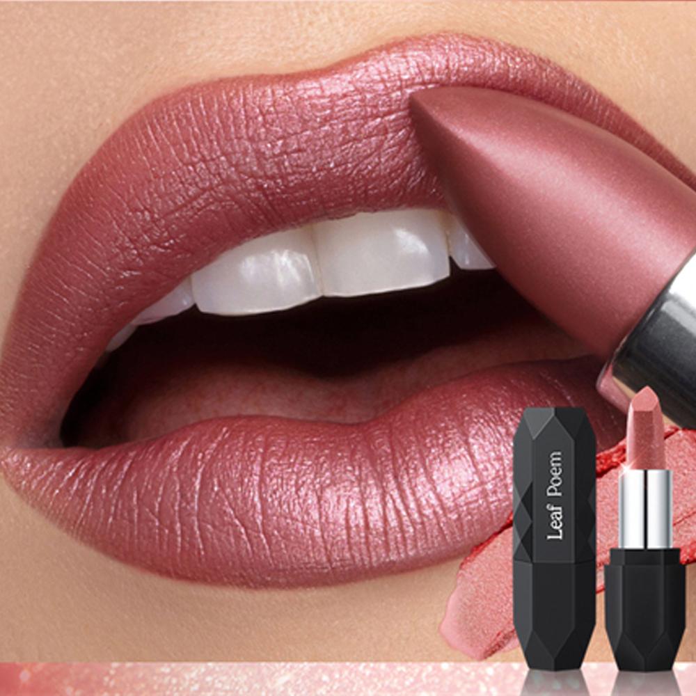 Parelmoer Lippenstift Langhoudend Waterdicht Roze Rosey Metaal Diamant Lipstick Creëer Zijdezacht Charmant Volle Gedurfde Lip Make-up