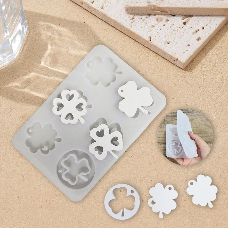 Holiday 6 Cavities Shamrocks Silicones Molds for Patricks Day Irish Theme Molds Keychain Pendant Jewelry Making Moulds