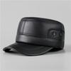 Hat Men's Winter Leather Hat Autumn and Winter Fleece Ear Protector Flat Top Hat Peaked Cap