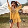 V Neck Summer Sunscreen Smock Loose Beachwear Shirt Fashion Bikini Cover-Ups  for Women