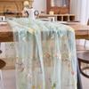 French Vintage Embroidered Floral Table Runner Fresh Color Romantic Lace Table Flag Semi-Transparent Dining Table Decor