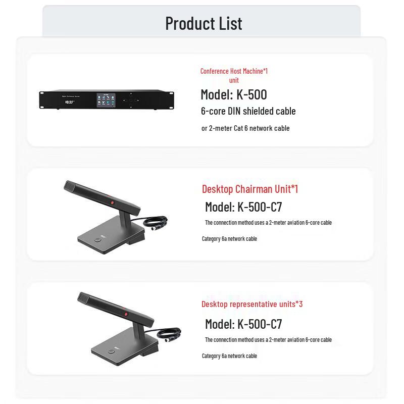 Weishu K-500-C7 Wired Hand-in-Hand Conference Microphone System (CN Version)