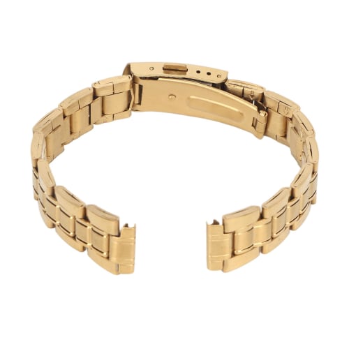 Akozon Stainless Steel Watch Buckle Replacement Metal Band Strap for Men and Women, Gold, Quick Release, Double Lock (12mm)