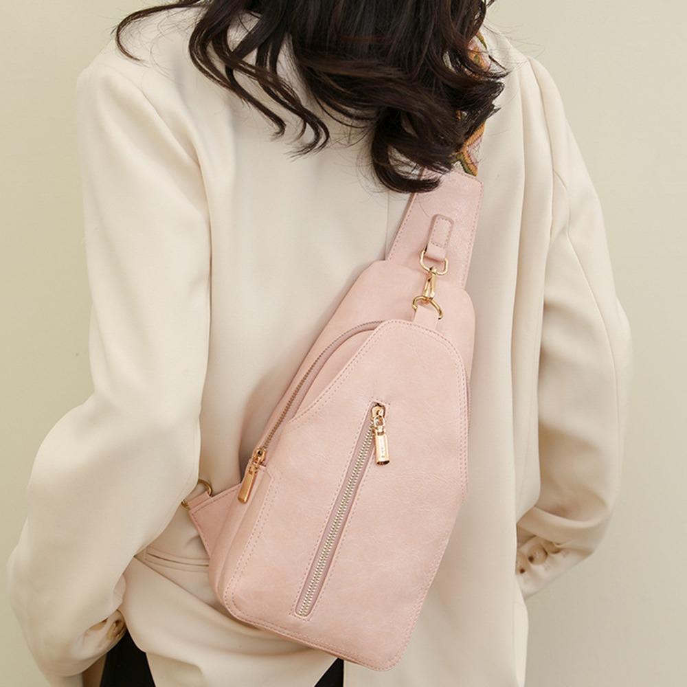 Simple Women's Fanny Pack PU Leather Sports Shoulder Bag Trendy Women Chest Bag Sports