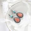 Huajie Retro Ethnic Style Pendant Earrings Colorful Inlaid Stone for Women Water Droplets Earrings  Trend