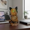 Fake Crystal Animal Sculptures Cat/Dog Figurines Resin Collectible Art Clear Statue for Home Office Shelf Desk Decor