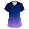 Women's fashionable V-neck short-sleeved pocket protective work uniform with printed design