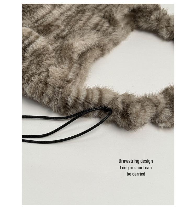 Vintage Leopard Print Plush Crossbody Bag - Women's Autumn/Winter Fashion with Unique Single Compartment Design.