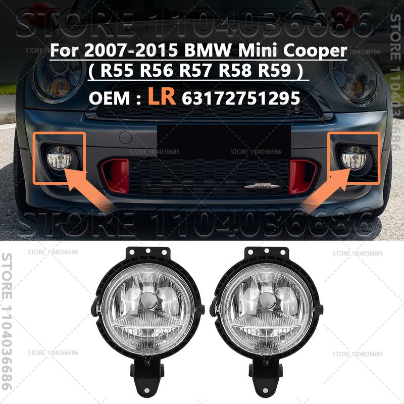 For 2007-2015 BMW Mini Cooper (R55 R56 R57 R58 R59) Front Fog Light Lamps (Without Bulb) 63172751295