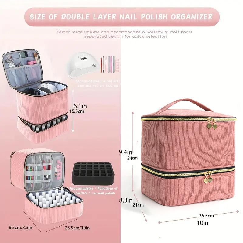 New 30 Grids Nail Polish Storage Bag Essential Oil Case Portable Cosmetic Large Handbag Organizer with Handle for Travel Girl