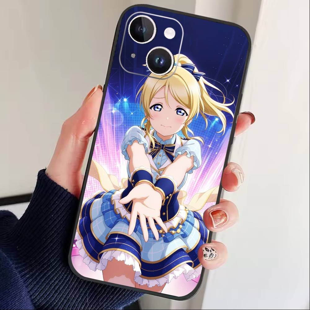 L-Love live-Ayase Eli Phone Case For iPhone 16,15,14,13,12,17,Pro Max,Plus Silicone Black Case