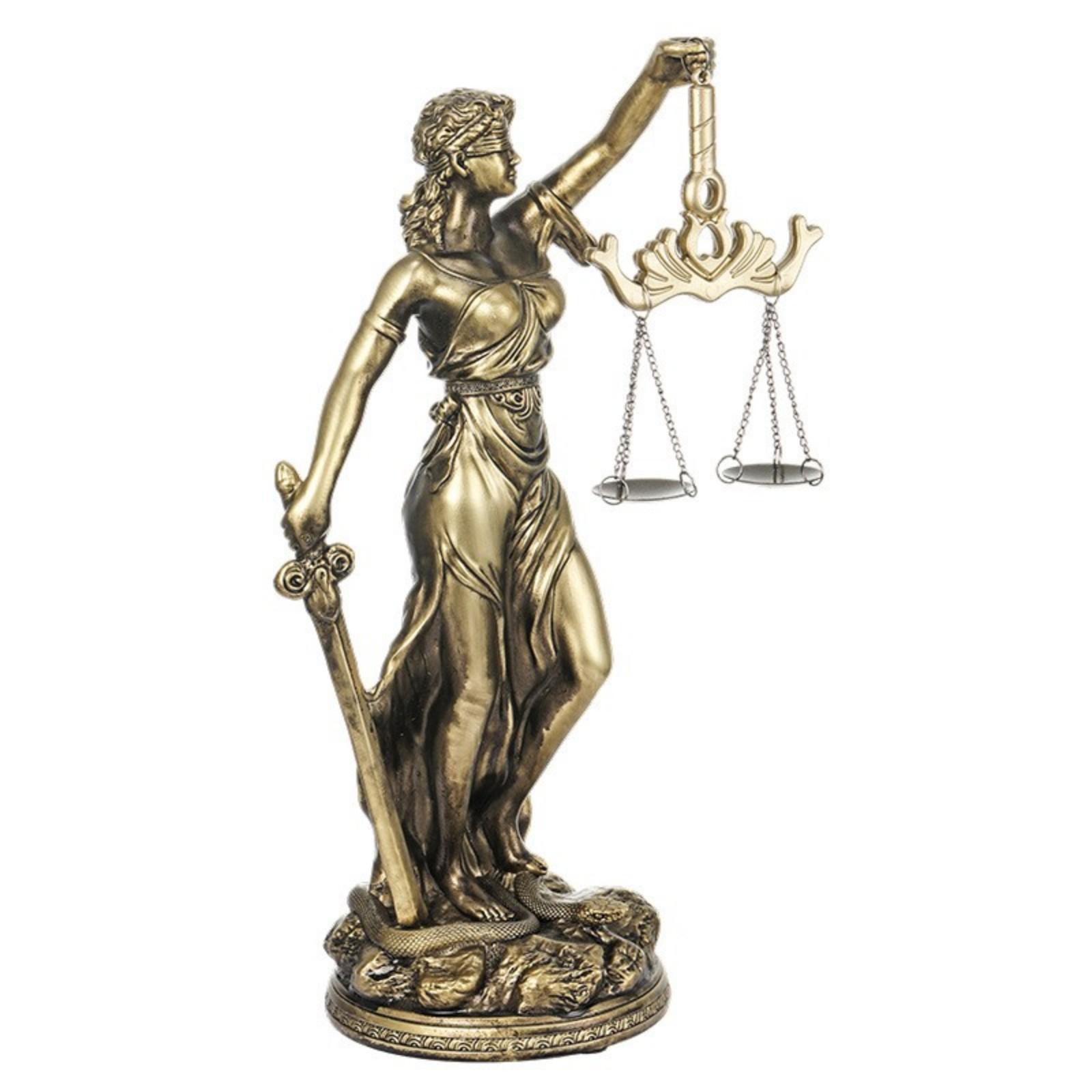 Sveķu Tieslietu Dievietes Statuja ar Apsietām