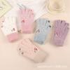 Christmas Atmosphere Can Be Cute Snowman Embroidered Plush Gloves Women's Winter Plush Thermal Gloves