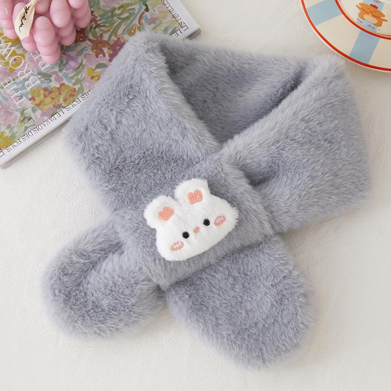 Autumn/Winter Heart Rabbit Children's Scarf - Cute Korean Style Warm Plush Baby Neck Warmer for Girls Cold Protection