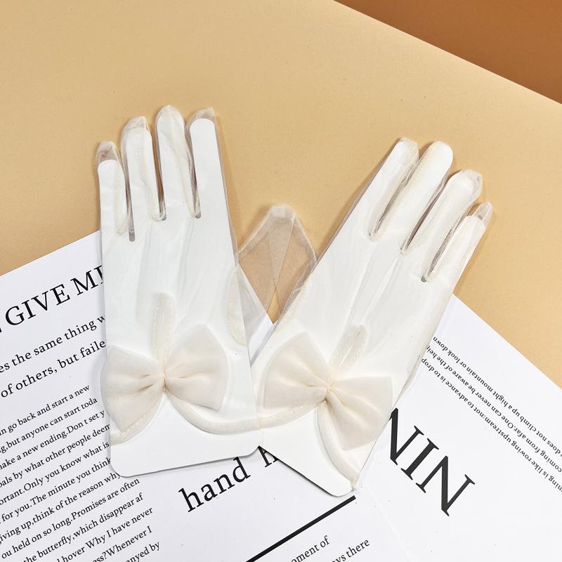 

Женские перчатки-бантики из короткой марли, черные прозрачные сексуальные кружевные ажурные тюлевые перчатки, свадебные аксессуары для свадебного платья