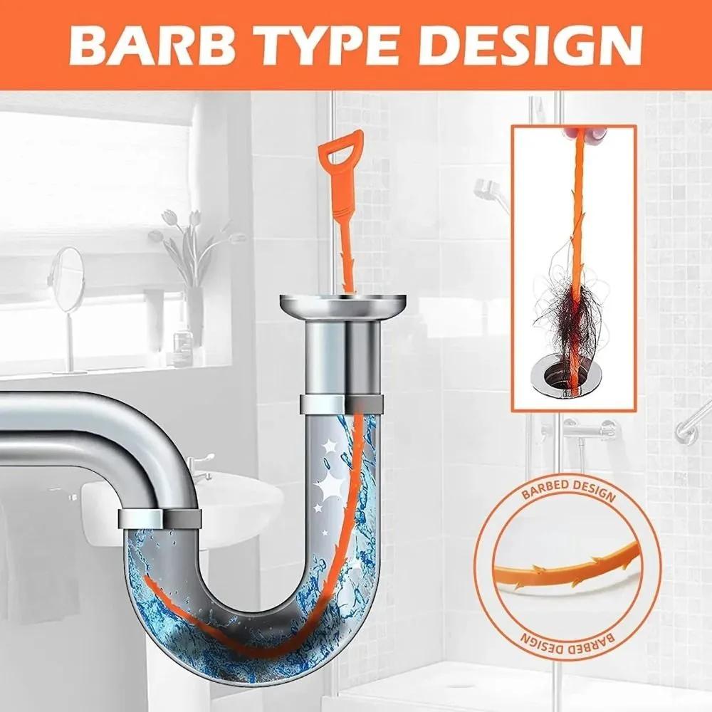 Bathroom Hair Drain Cleaner Tool 51 cm Set of 2
