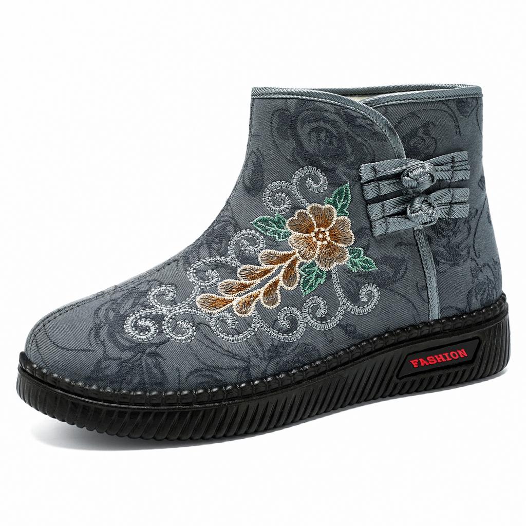 Women's Embroidery Large Size Winter Warm Snow Boots Padded Lining Ankle Boots Anti Slip Outdoor Shoes Hiking Mountaineering Sports Cotton Boots