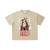 260 GSM Double Yarn 32 Count 100% Cotton One Piece V79 Luffy Film Red Print Unisex Heavy Cotton T Shirt