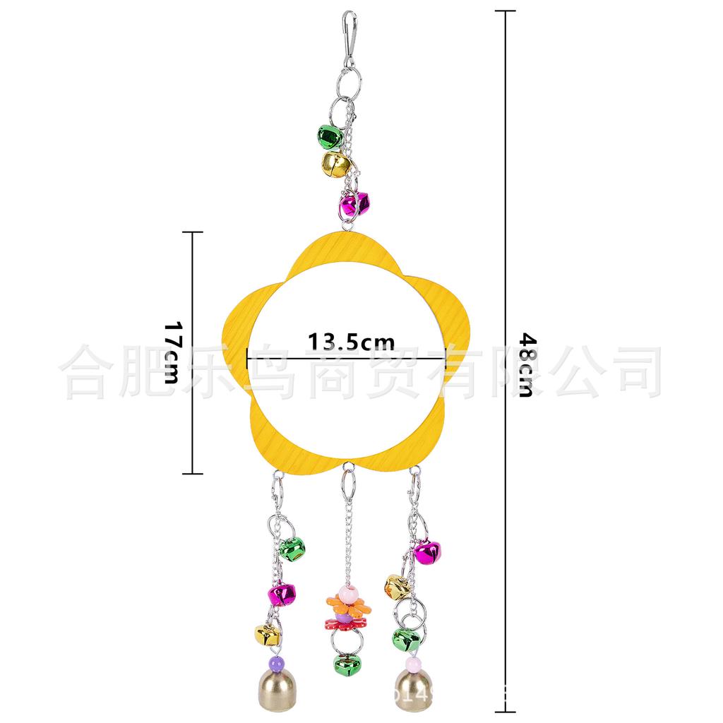 Colorful Hanging Bird Bell Toy Flower Shape Multi Bell Cage Decoration Chew Swing Play Accessory Parrots Small Birds