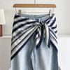 White Floral Small Silk Scarf Triangle Scarf Headscarf Belt Women's Decoration with Skirt Jeans Waist Accessories Fart Curtain