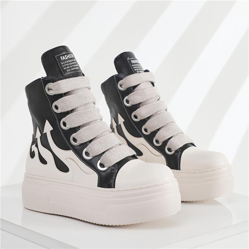 Concise Platform Thick Bottom Unisex Shoes All Match Mixed Color Increase Sport Shoes Runway Sneakers Large Size Casual Trainers