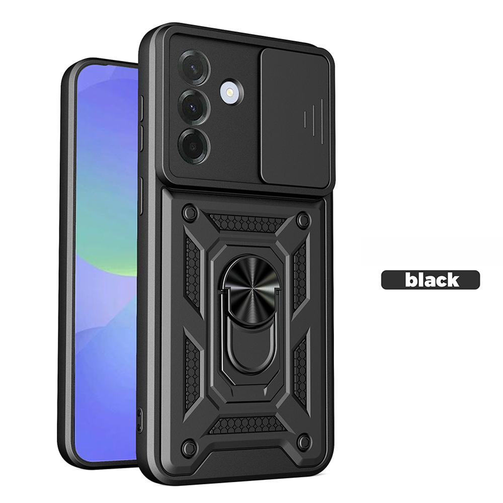 Hülle für Samsung Galaxy A37 A57 5G A16 A26 A36 A56 A15 A35 A55 A14 A24 A34 A54 A06 A07 4G Cover Schiebbarer Kamera-Ringständer Funda for Samsung A57 5G schwarz