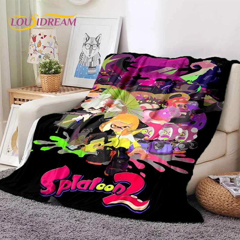 Splatoon3 PC Gamer Cartoon Game Soft Blankets,Keep Warm Throw Blanket Comfortable Blanket for Picnic Beds Sofa Home Bedroom Gift