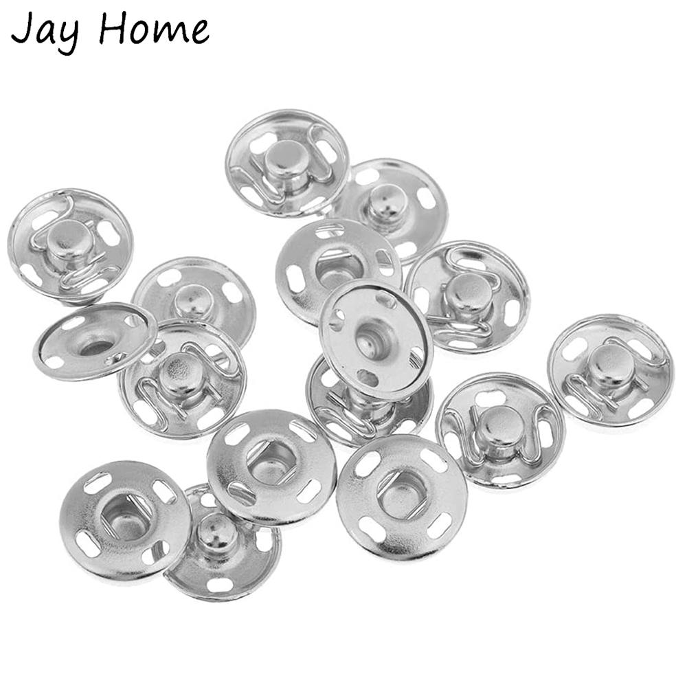 20 Sets Sew-on Snap Buttons Metal Snap Fasteners Black Silver Press Studs for Clothes Bags Sewing DIY Crafting Invisible Buttons
