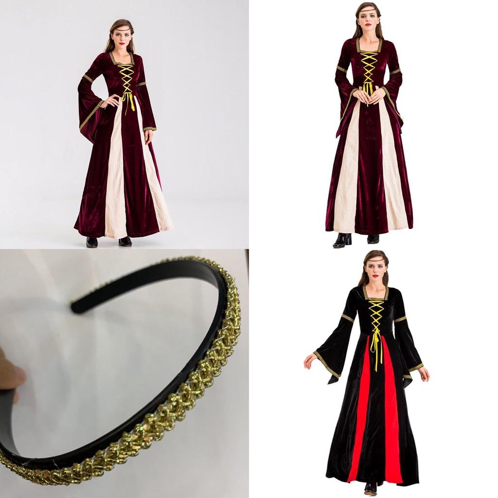 Enchanting Black Vintage Medieval Court Cosplay Maxi Dress For Halloween Events