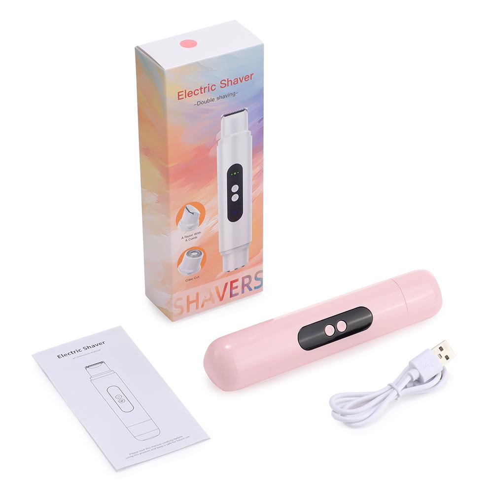 Electric Razor Dual-Head Woman Shaver Painless Mustache Epilator Leg Body Hair Trimmer for Women Facial Epilator Hair Remover