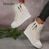Modische Canvas-Schuhe für Damen Höhenerhöhung Saisonale Dickbesohlige Lässige Stiefeletten Vielseitige Damen-Sneaker mit Absatz Damenschuhe