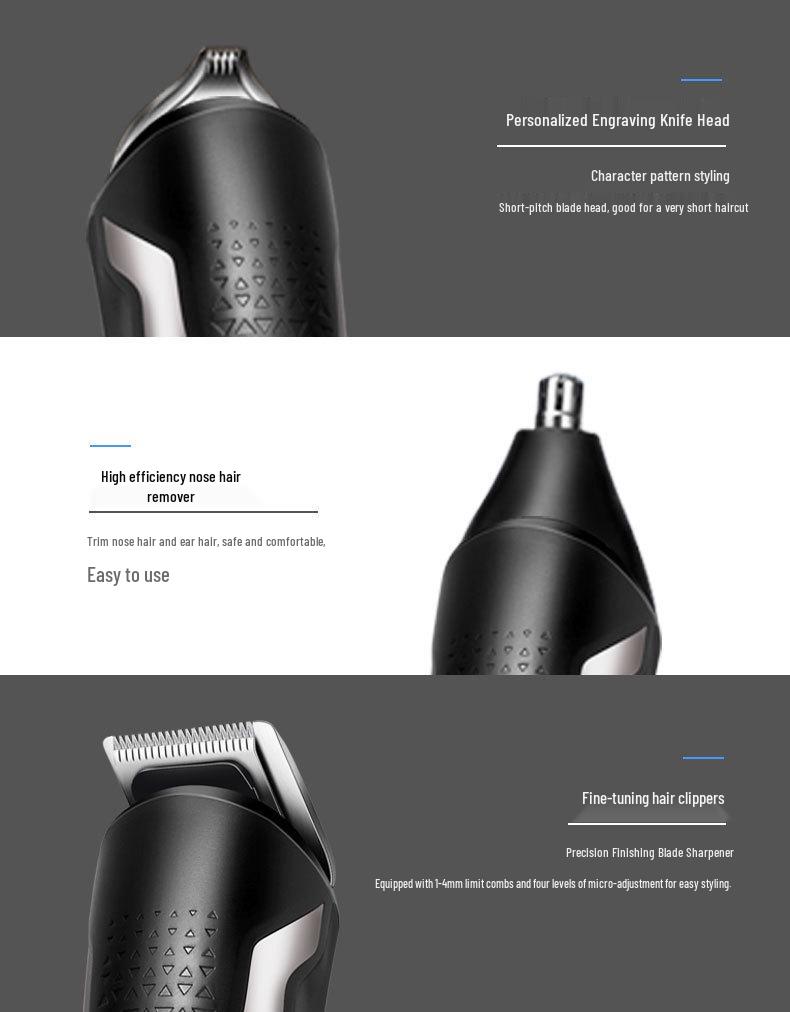 Six-in-One Electric Hair Trimmer and Body Grooming Kit - Full Body Washable Clippers