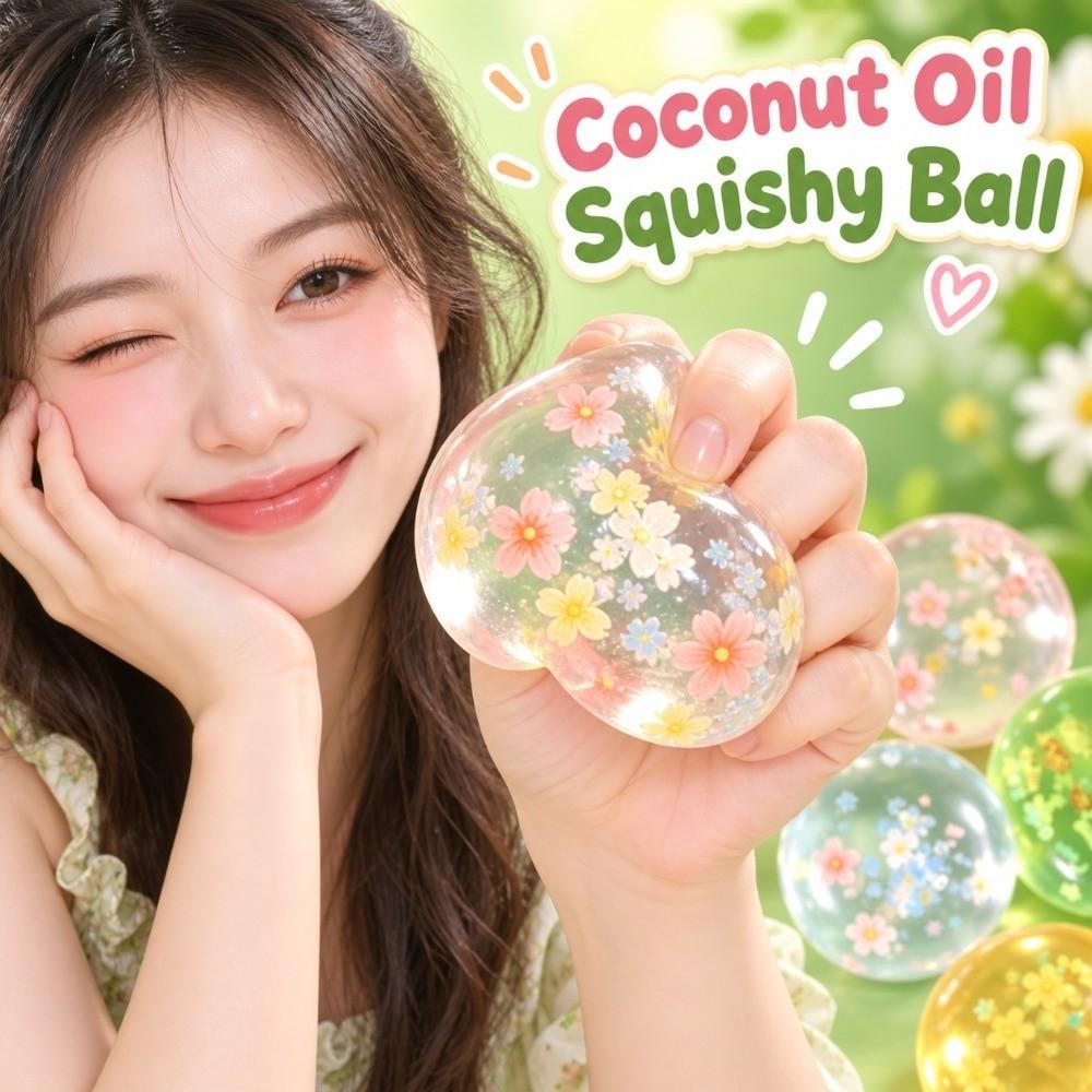 Slow Rising Coconut Oil Squishy Ball Clear Jelly Ball Quick-rebound Squeeze Toy Office