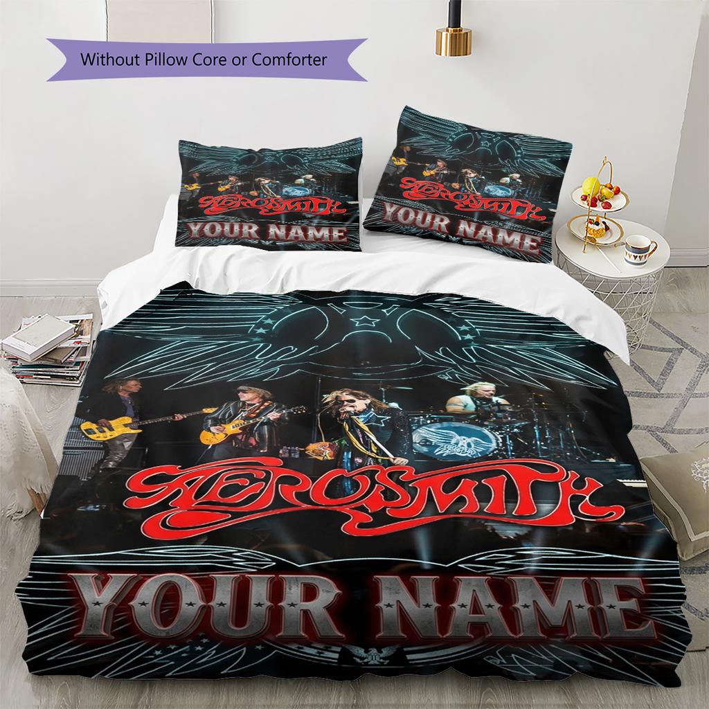 Name Custom Aerosmith Pattern Bedding Set Quilt Cover Pillowcase Home Decor Gift (1 * duvet cover + 2 * pillowcase, without core)