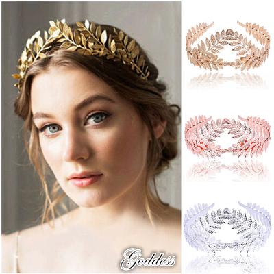 Frauen Göttin Blatt Blume Haar Krone Kopfstück Gold Band Braut