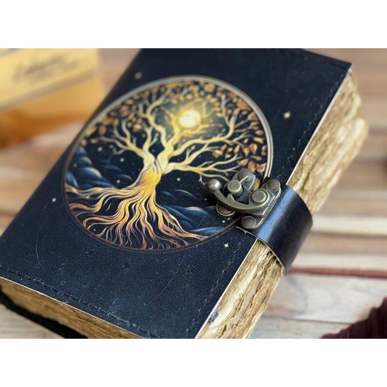 Leather Journal Tree of Life - Genuine Leather Notebooks For Women - Beautiful Journal For Sketches Book Traveling Book Blank Spell Book
