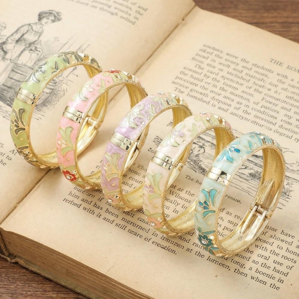 Floral Vintage Cloisonne Bangle Enamel Women's Hand Bracelet  Gifts for Women Girl