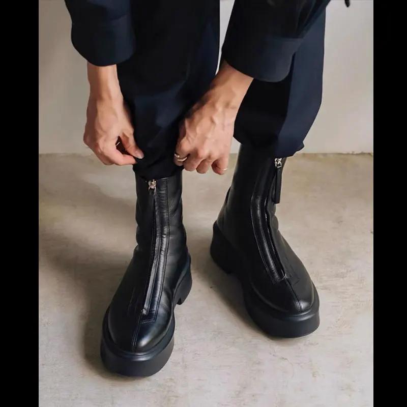 Женские высокие ботильоны Короткие ботинки с толстой подошвой Осенняя и зимняя обувь — фото 4