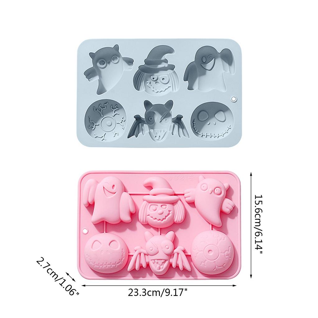 Silicone Candy Molds Chocolate Molds Cake Molds 6 Cavity Non-stick Silicone Baking Molds for Halloween Gifts Cake Deco