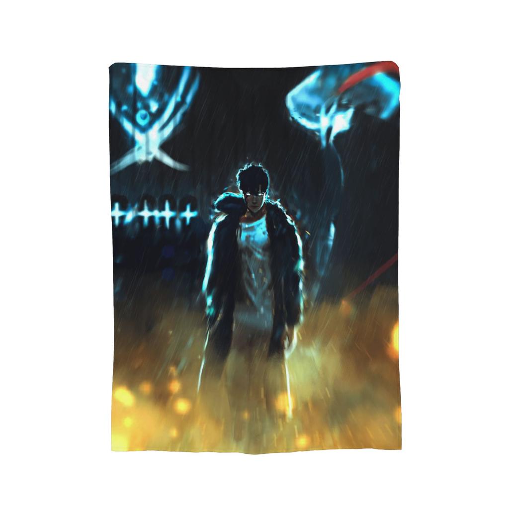 Anime Solo Leveling Blanket Fleece All Season  Multi-function Lightweight Throw Blankets for Bedding Travel Bedspreads