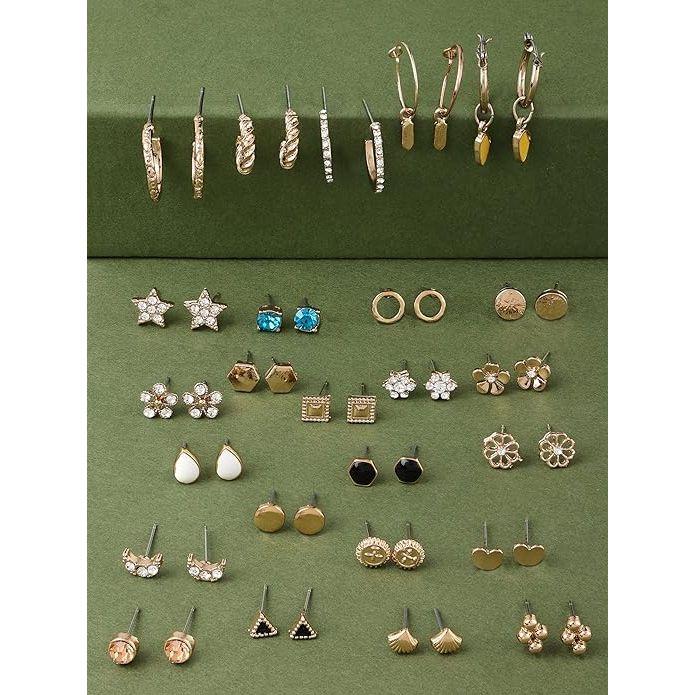 

Набор из 25 жемчужин золотистого цвета в стиле смарт-повседневный стиль для женщин, серьги-гвоздики и серьги-кольца