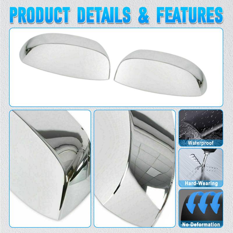 2PCS Chrome Side RearView Mirror Cover Caps For Chevrolet Silverado Suburban GMC Sierra Yukon Cadillac Escalade 2007-2013