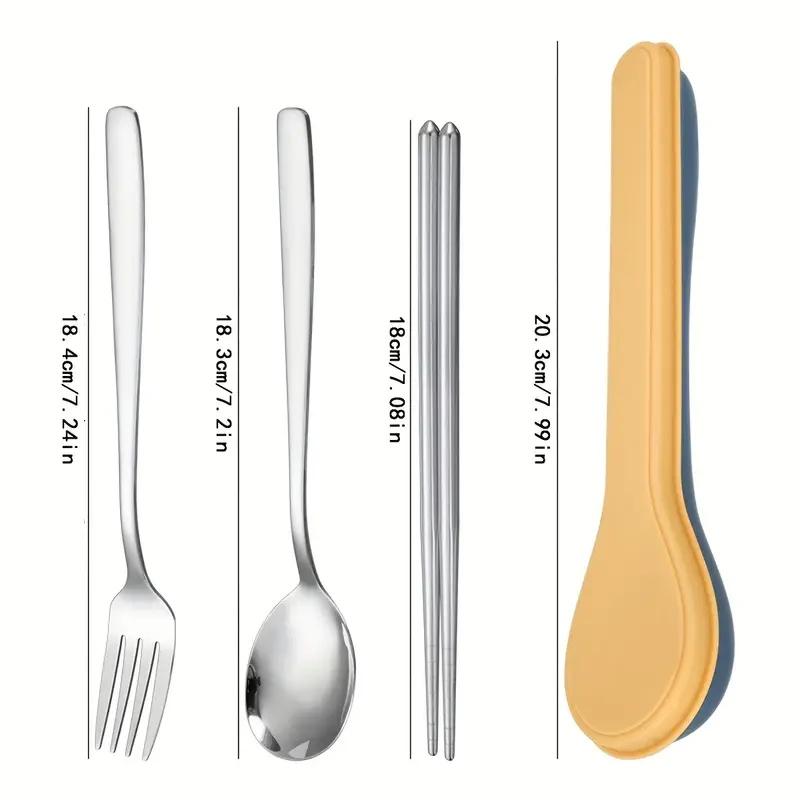Portable Utensil Set: Stainless Steel Chopsticks, Spoon, Fork in Case for Travel, Students & Corporate Gifts