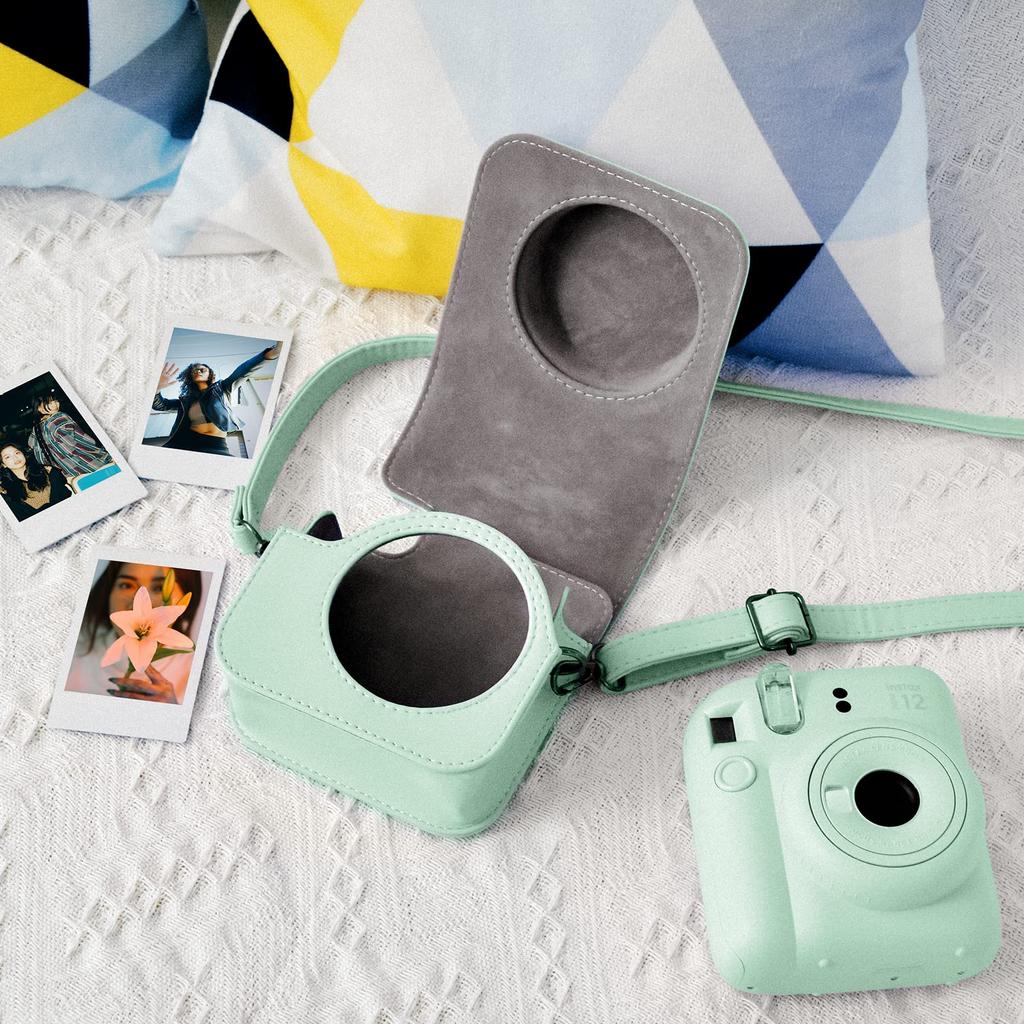 Kinokoo Instax Mini 12 Fujifilm Instax Mini 12 Camera Instax Opens with Shoulder Strap Included Case, Case, Case, Magnet, (Green)