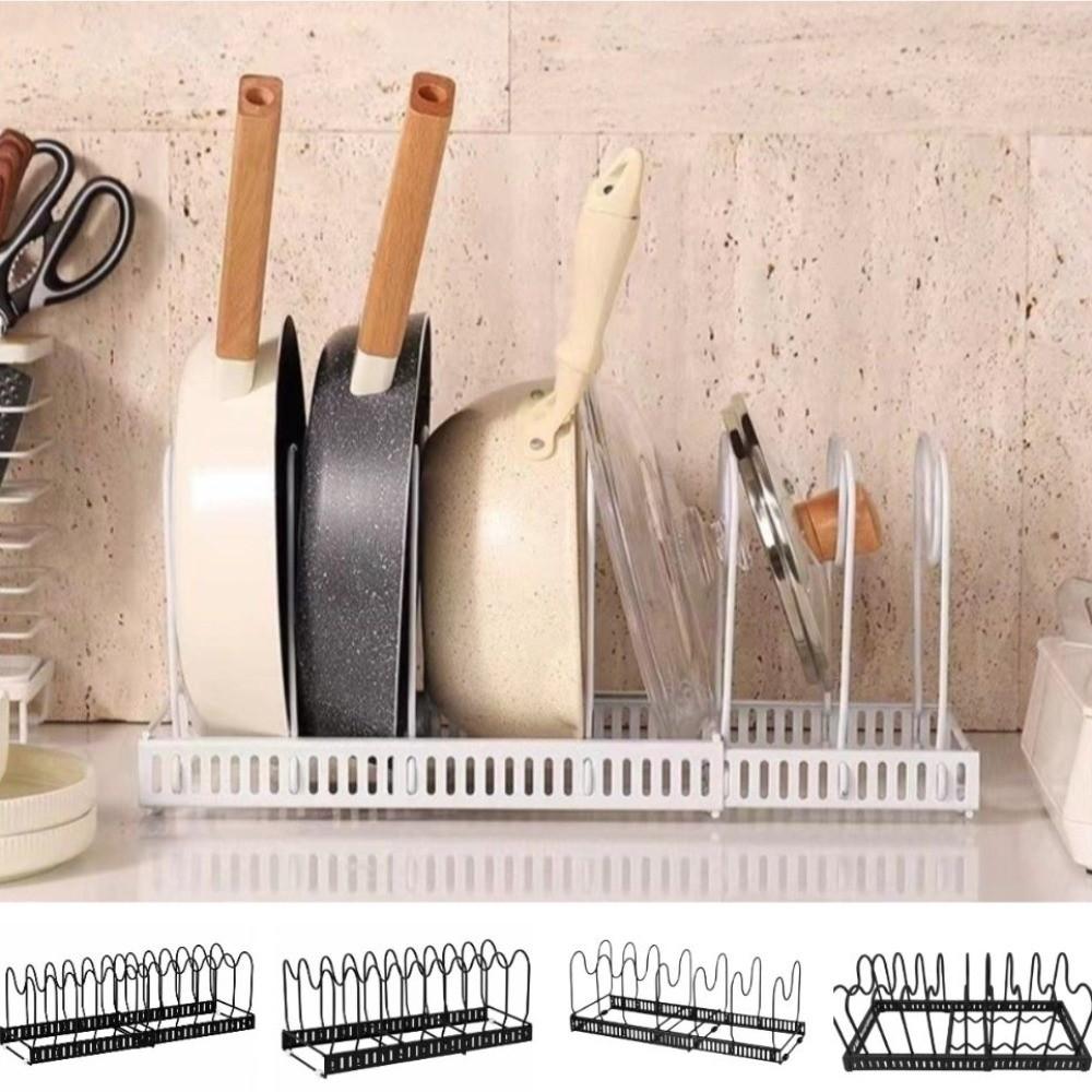 Adjustable Pot Rack Organizer Space Saving Pans Organizer Rack Kitchen Tools Cookware Rack Indoor